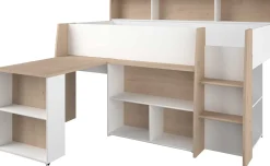 Halbhochbett Duffy 90x200cm mit Schreibtisch - weiß / Eiche Dekor