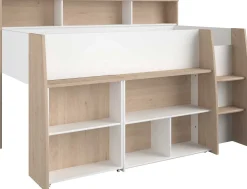 Halbhochbett Duffy 90x200cm mit Schreibtisch - weiß / Eiche Dekor