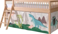 Halbhochbett Forrest mit Bettzelt Dino - Buchenholz
