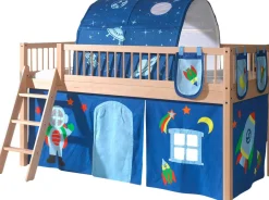 Halbhochbett Forrest mit Schlafzelt, Tunnel und Aufbewahrungstaschen Astro - Buchenholz