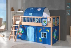 Halbhochbett Forrest mit Schlafzelt, Tunnel und Aufbewahrungstaschen Astro - Buchenholz