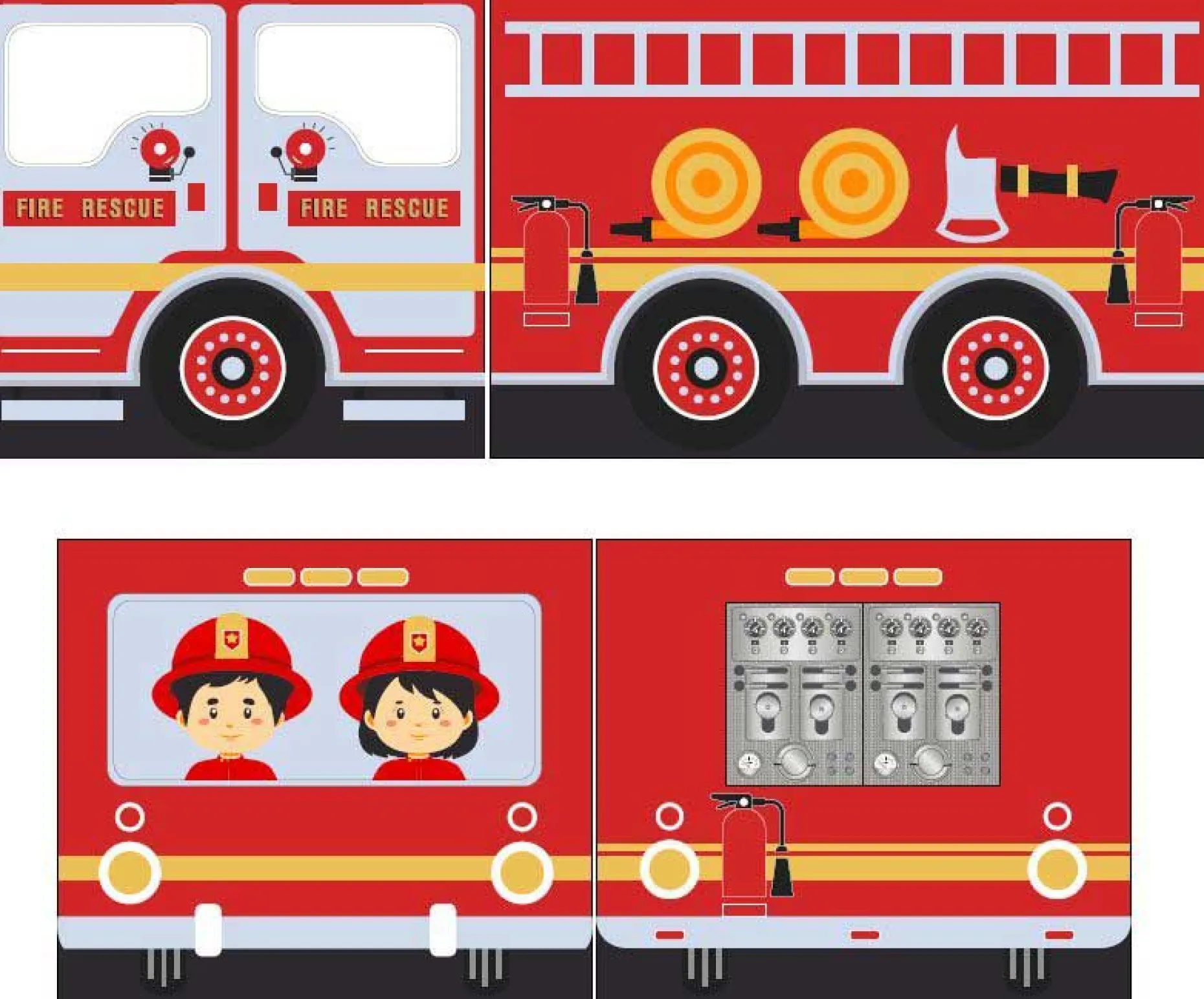 Halbhochbett Forrest mit Schlafzelt Feuerwehrfahrzeug - Buchenholz