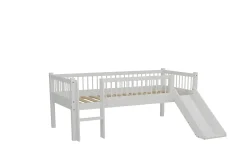 Halbhochbett Forrest - 90 x 200cm - mit Rutsche - Buche massiv - weiß