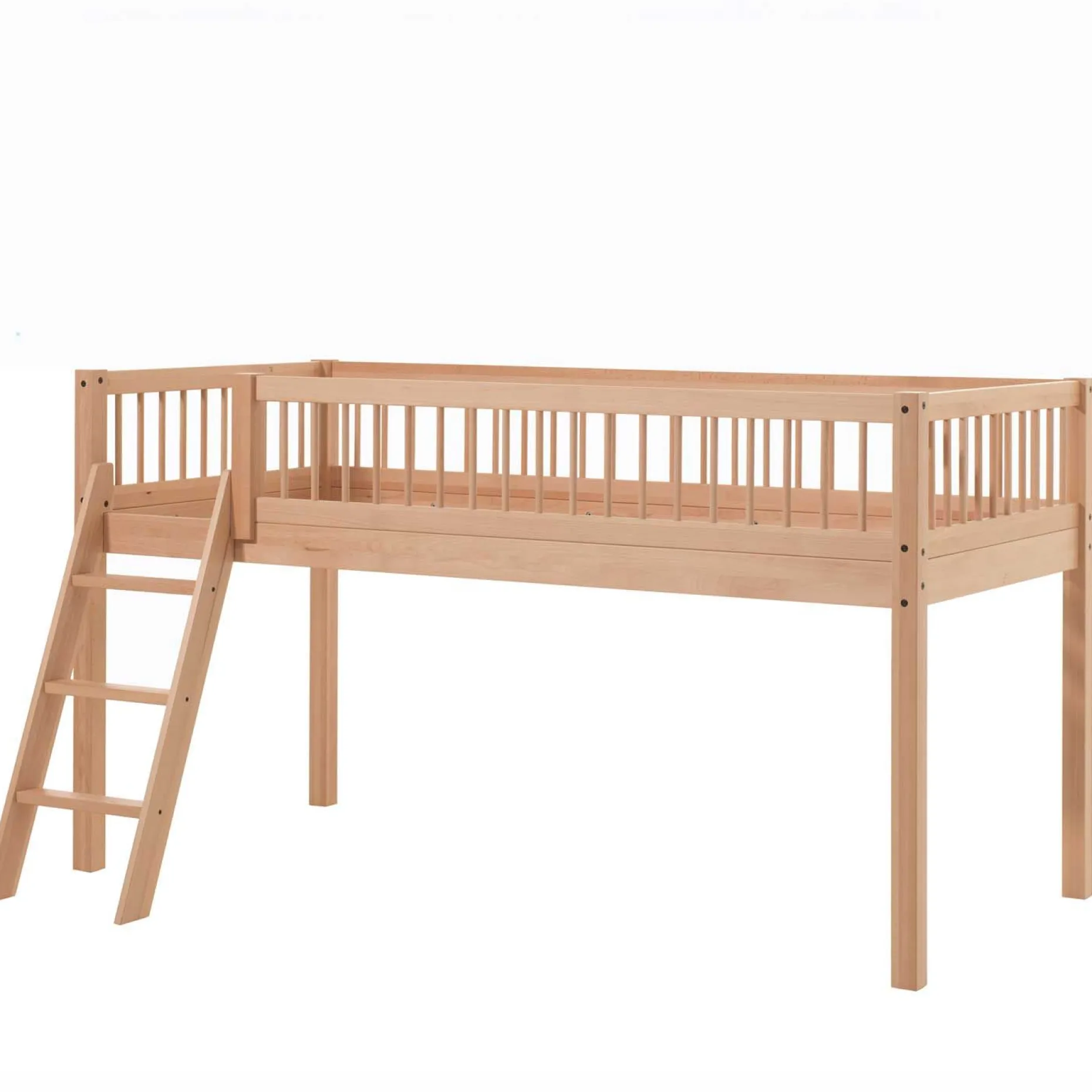 Halbhochbett Forrest 90x200cm mit Schlafzelt - Massivholz Buche