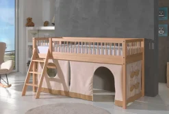 Halbhochbett Forrest 90x200cm mit Schlafzelt - Massivholz Buche