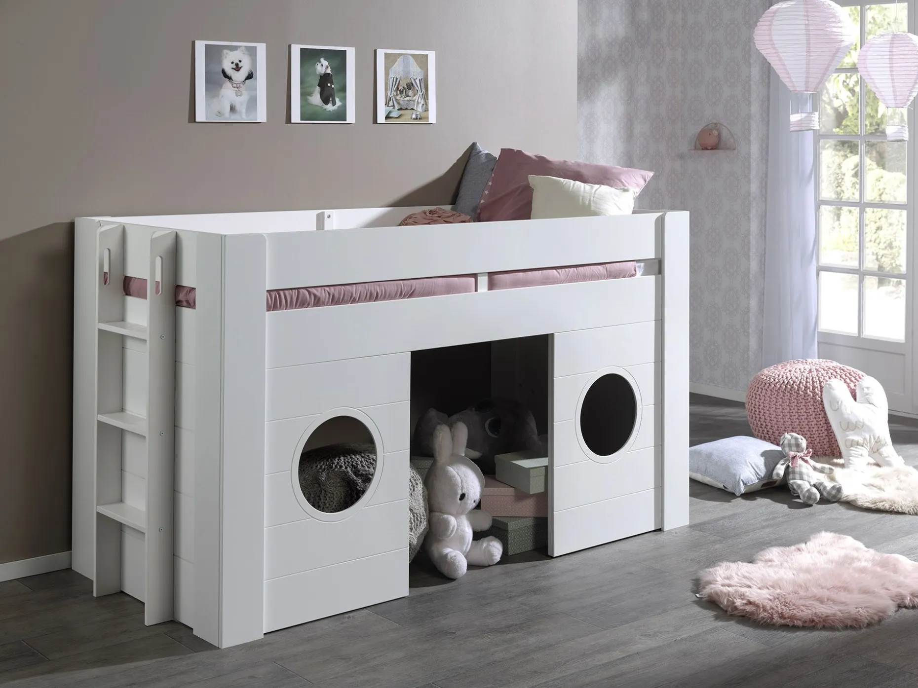 Halbhochbett Freya mit Spielraum - Weiß