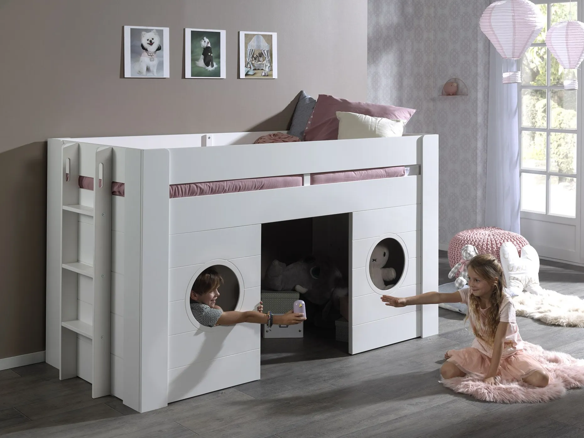 Halbhochbett Freya mit Spielraum - Weiß