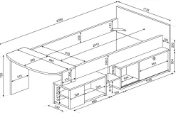 Halbhochbett Gaby mit Schreibtisch - 118x239x96 cm - Weiß/Eiche