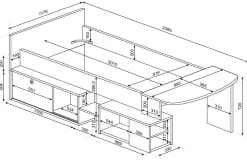 Halbhochbett Gaby mit Schreibtisch - 118x239x96 cm - Weiß/Eiche