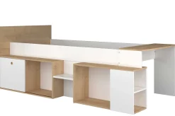 Halbhochbett Gaby mit Schreibtisch - 118x239x96 cm - Weiß/Eiche