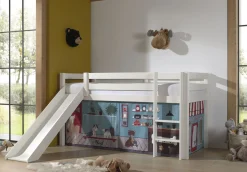 Halbhochbett mit Rutsche Astrid mit Schlafzelt Pet Shop - weiß