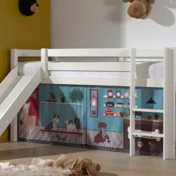 Halbhochbett mit Rutsche Astrid mit Schlafzelt Pet Shop - weiß