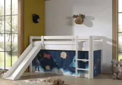 Halbhochbett mit Rutsche Astrid mit Schlafzelt Space Shuttle - weiß