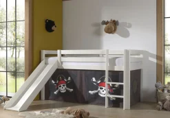 Halbhochbett mit Rutsche Astrid mit Schlafzelt Caribbean Pirates - weiß