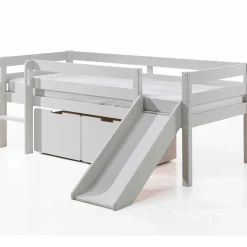 Halbhochbett mit Rutsche Pip mit 2 Schubladen 90 x 200 Kiefer - weiß