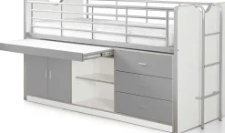 Halbhochbett mit Schreibtisch Bonny 95 - silber