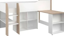 Halbhochbett mit Schreibtisch Moscon 90x200 - weiß/Eiche