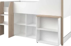 Halbhochbett mit Schreibtisch Moscon 90x200 - weiß/Eiche