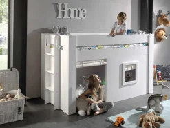 Halbhochbett Noah mit Vorhängen - weiß