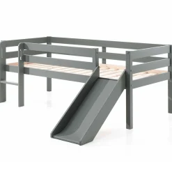Halbhochbett Pip mit Rutsche 90 x 200 Kiefernholz - grau