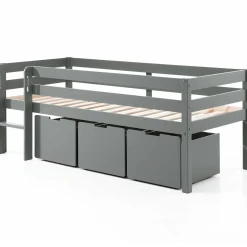 Halbhochbett Pip mit 3 Schubladen 90 x 200cm Kiefer - grau