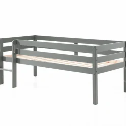 Halbhochbett Pip 90x200 cm mit 3 Schubladen und 1 Wandregal-grau