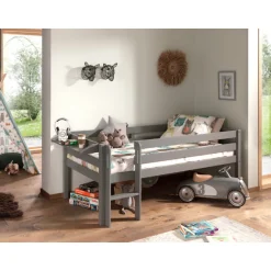 Halbhochbett Pip 90x200 cm mit 1 Wandregal-grau