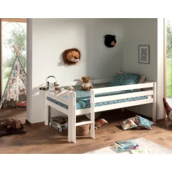 Halbhochbett Pip 90x200 cm mit 1 Wandregal-weiß