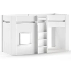 Halbhochbett Reno mit Spielhaus - 206x104x120 cm - Weiß
