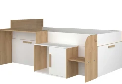 Halbhochbett Sacha mit Schreibtisch - 206x135x90 cm - Weiß/Eiche