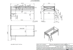Halbhochbett Scottie 90x200 cm mit Piratenspielvorhang-weiß