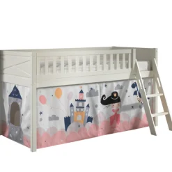 Halbhochbett Scottie 90x200 cm mit Princess Sophie Spielvorhang-weiß
