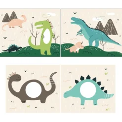 Halbhochbett Scottie 90x200 cm mit Dino-Spielvorhang-weiß