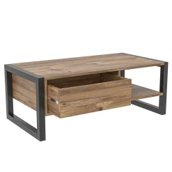 Emob Haldizen Couchtisch | 100 % MELAMIN | Atlantische Kiefer, Schwarz