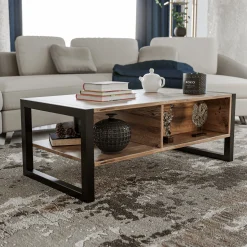 Emob Haldizen Couchtisch | 100 % MELAMIN | Atlantische Kiefer, Schwarz