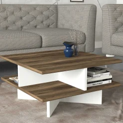 Emob Hamton Couchtisch | 100 % MELAMIN | Walnuss, Weiß