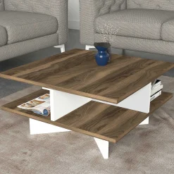 Emob Hamton Couchtisch | 100 % MELAMIN | Walnuss, Weiß