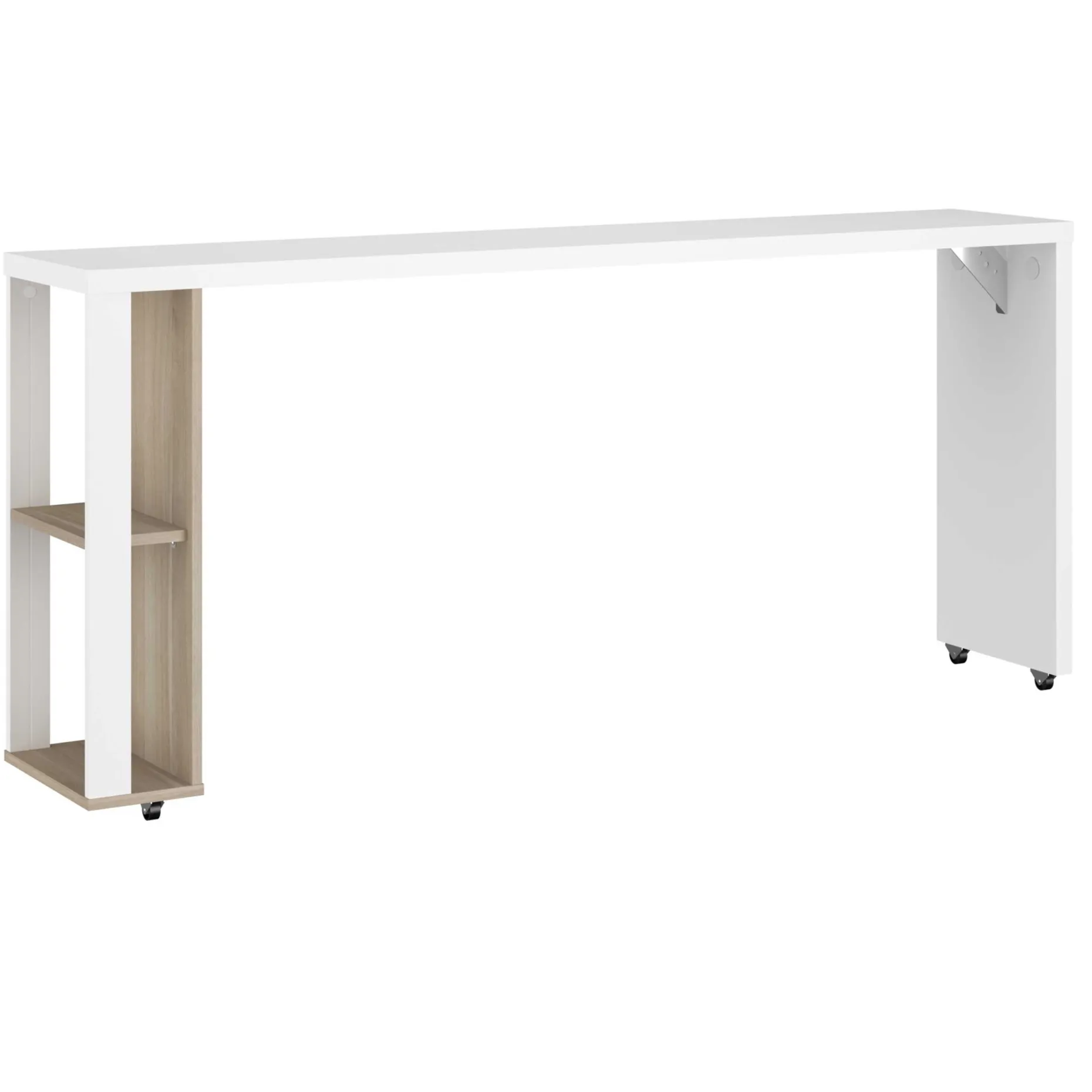 Hardy Konsolentisch für Bett - 167x31x75cm - weiß/Eiche Dekor