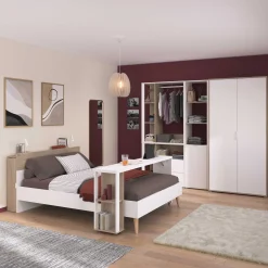 Hardy Konsolentisch für Bett - 167x31x75cm - weiß/Eiche Dekor