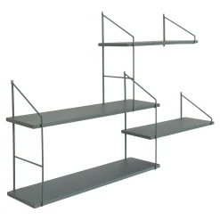 Harlem Wandregal - 99x17,5x62 cm - Stahl und Holz - grün