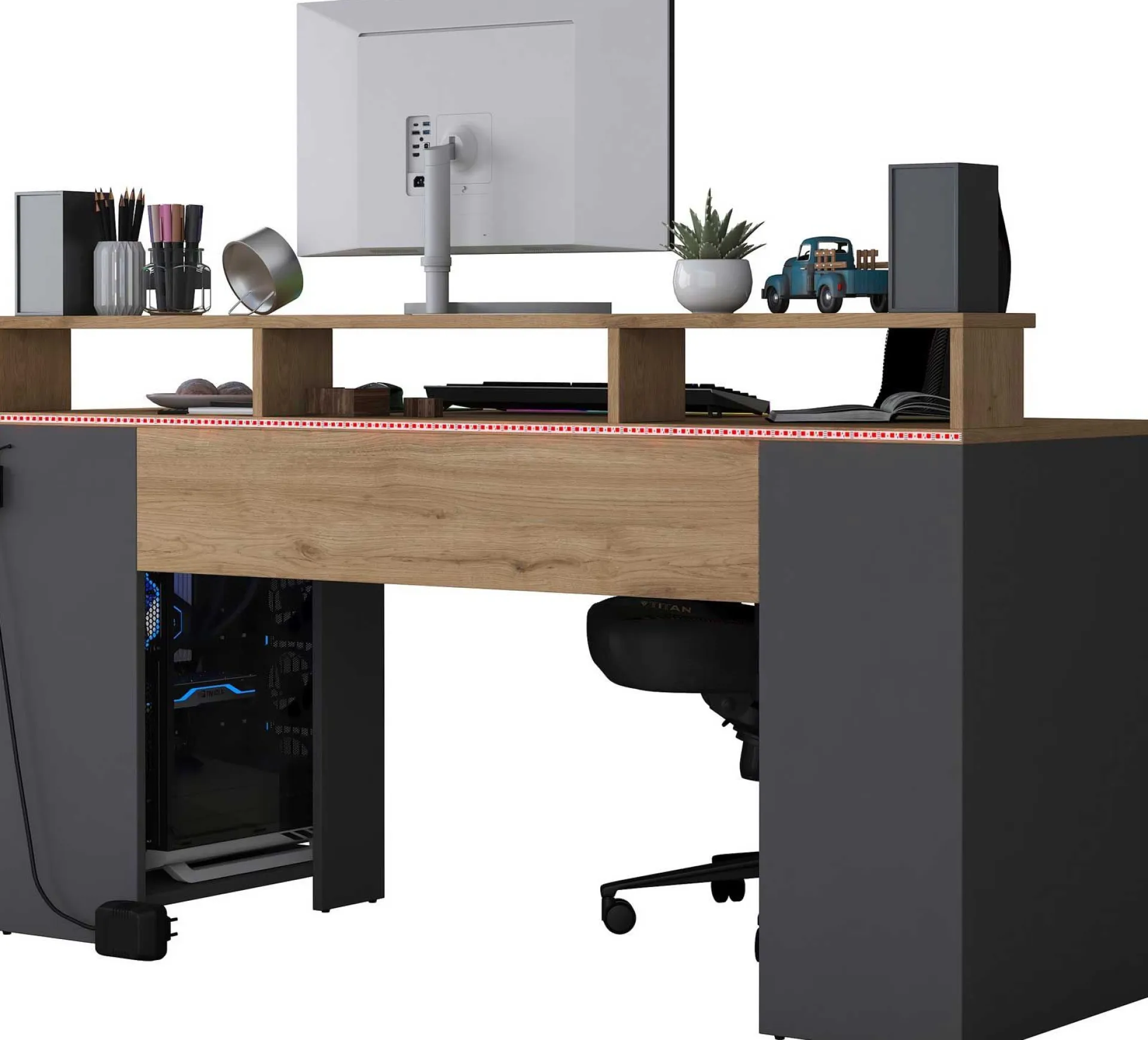 Kinder Emob HA122 - 3000 Schreibtisch | 100 % MELAMIN | Walnuss,