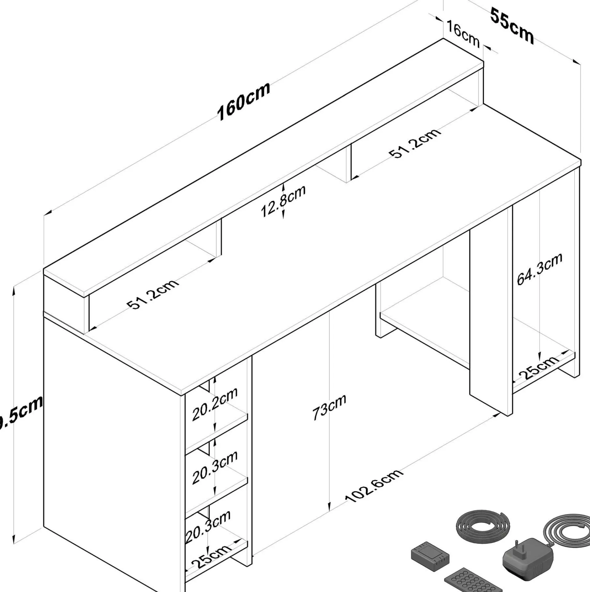 Kinder Emob HA122 - 3000 Schreibtisch | 100 % MELAMIN | Walnuss,
