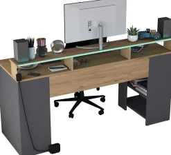Kinder Emob HA122 - 3000 Schreibtisch | 100 % MELAMIN | Walnuss,