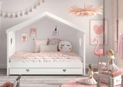 Hausbett Amori mit Bettschublade - weiß