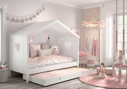 Hausbett Amori mit Bettschublade - weiß