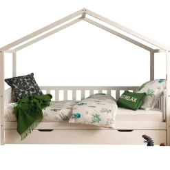 Hausbett Dallas 2 90x200 mit Bettkasten - weiß