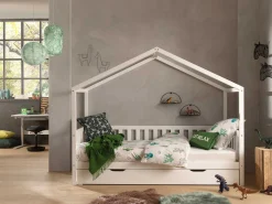 Hausbett Dallas 2 90x200 mit Bettkasten - weiß