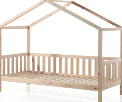 Hausbett Dallas 2 90x200 und Voile mit Schmetterlingsmuster - Kieferholz/rosa