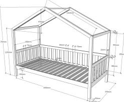 Hausbett Dallas 2 90x200 - weiß