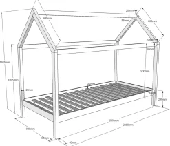 Hausbett Dallas 1 90x200 - weiß